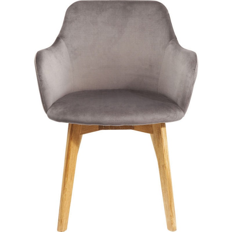 Chair with Armrest Lady Velvet Grey